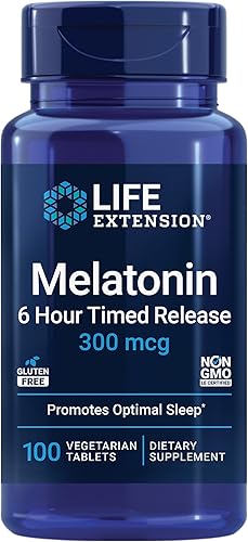 Life Extension DHEA 25mg y melatonina 6 horas de liberación de tiempo 300mcg - 100 cápsulas y 100 tabletas