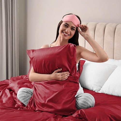 Miniatura 3 de Lirex Paquete de 2 fundas de almohada de satén, tamaño estándar, funda de almohada de satén de microfibra de color sólido suave, cierre de sobre,