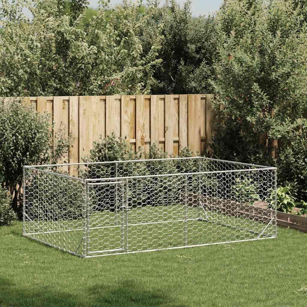 Brokky 4105413 Cuccia per Cani da Esterno con Porta 3x2x1 m Acciaio Zincato Recinto per Cani da Giardino,Gabbia per Conigli,Recinto per Animali Domestici,Gatti,Cuccioli,Porte con Chiavistello e Paraso