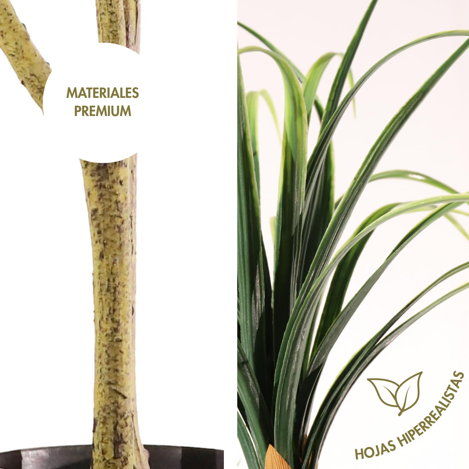 Planta Artificial | Drácena 150 cm | Drácena Artificial 150 cm, Material Resistente Ideal para Salón, Oficina y Recibidor