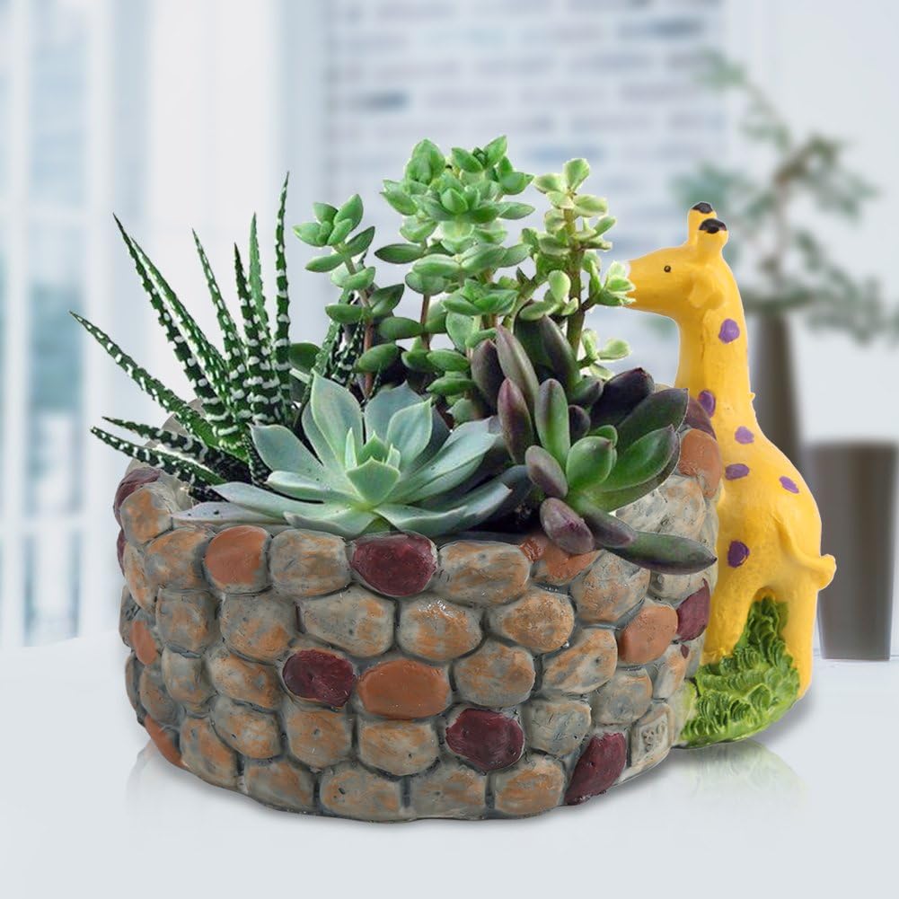 Giraffe Shaped Animal Planter Pot, Resin Material Indoor Outdoor Planter for Artificial and Live Plants, Home Decor Garden Ornament