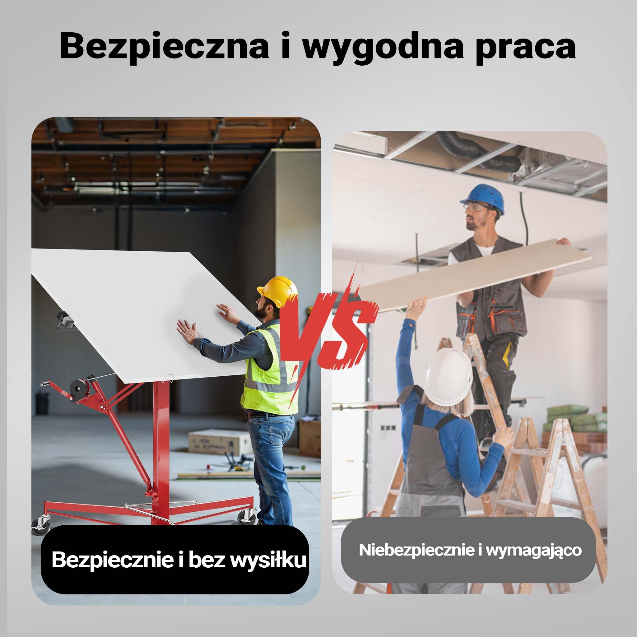 Podnośnik do płyt XXL Zestaw pomoc montażowa XXL 350cm + 140cm wydłużenie do maks. 465cm i 68kg