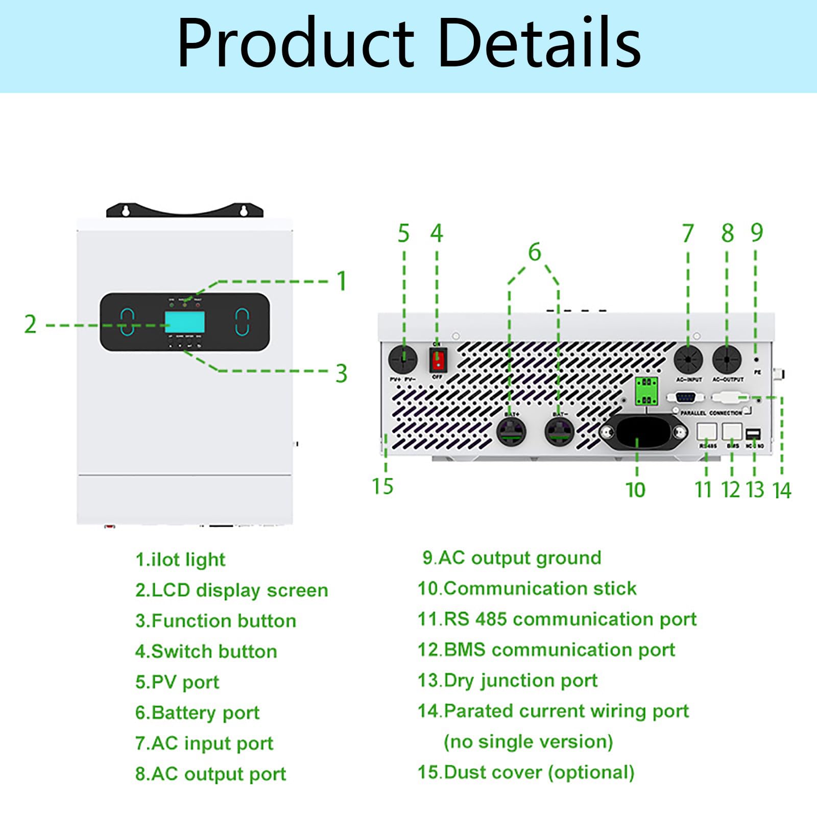 Inverter Solare Ibrido 3000W 220V | Regolatore Solare MPPT 60A | Max PV 3600W | Sistemi Solari per Casa, Cabina, Fuori Rete,48V