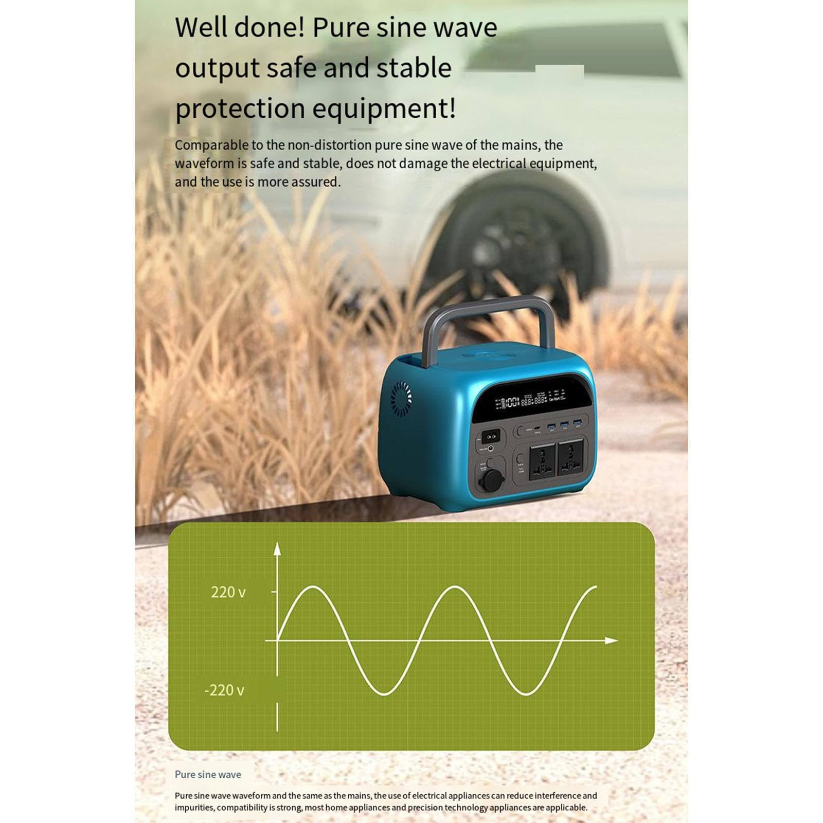 Przenośna stacja zasilania, akumulator 300 Wh z 2 gniazdami AC i funkcją ładowania bezprzewodowego, generator słoneczny, do użytku na zewnątrz, kemping, kamper, dom,500Wh
