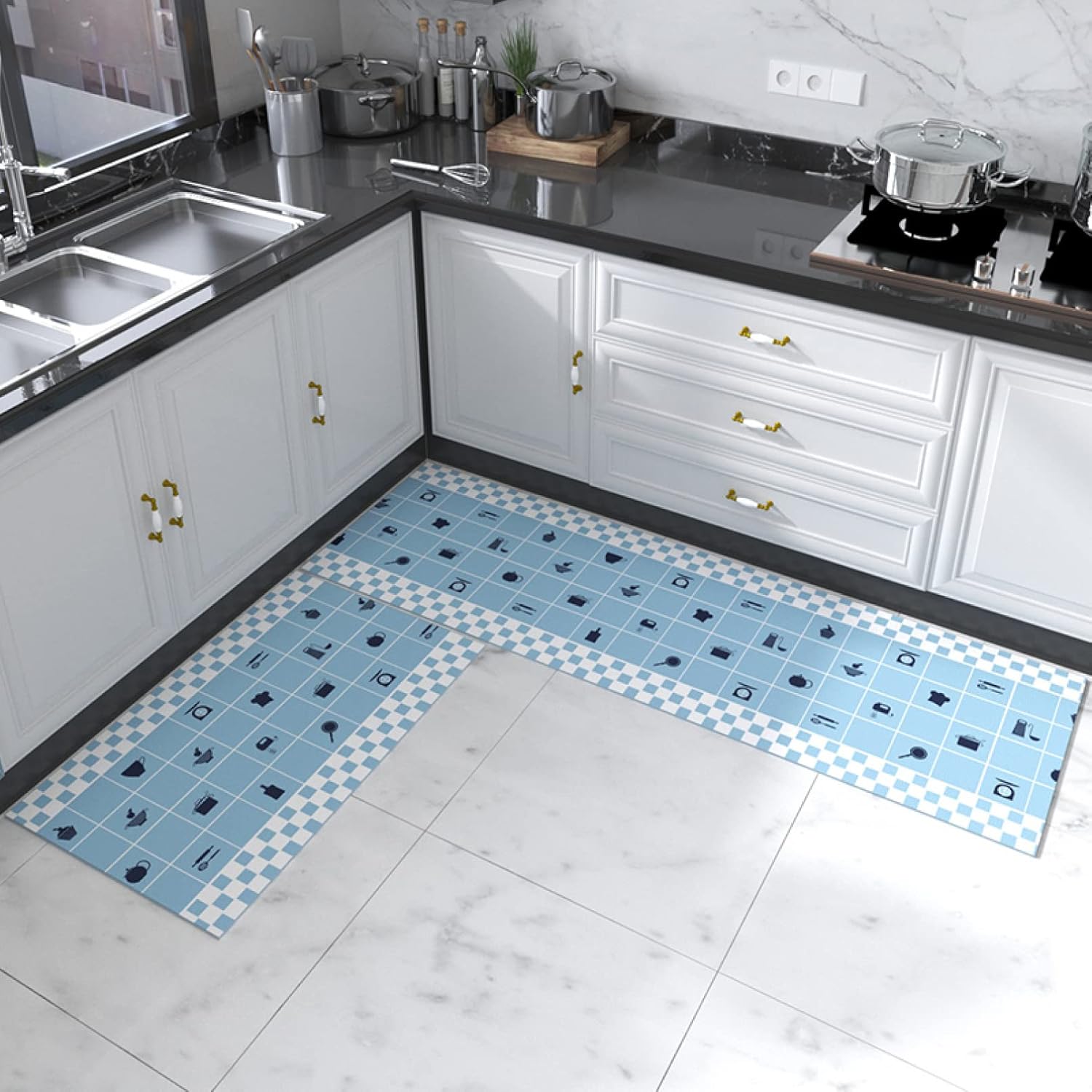 キッチンマット 玄関マット 120*160cm 拭ける 北欧 防水 速乾 滑り止め 抗菌/防汚/耐衝撃/床保護 足ふきマット 台所
