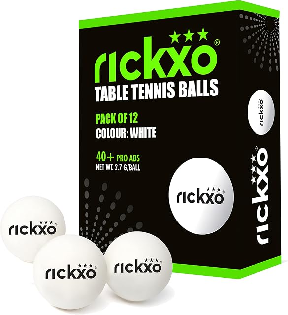 rickxo Ping Pong Balls Table Tennis Balls  3-Star Performance and Accuracy  40+ Pro Abs  Pack of 12 (White)  Ideal for Indoor and Outdoor Table Tennis