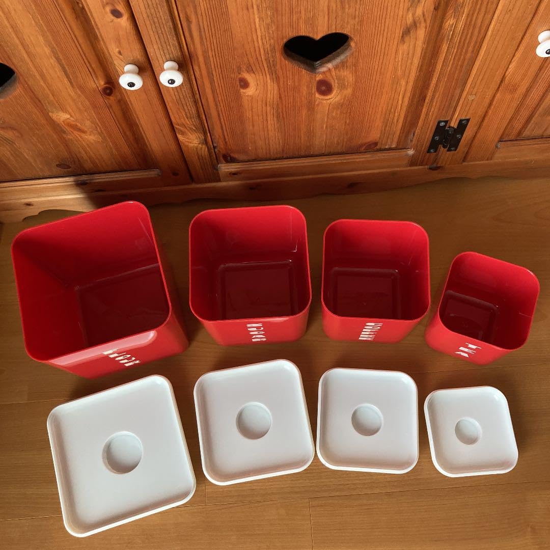 激レアアメリカンカントリーキャニスターセットレッドホワイトロゴ新品