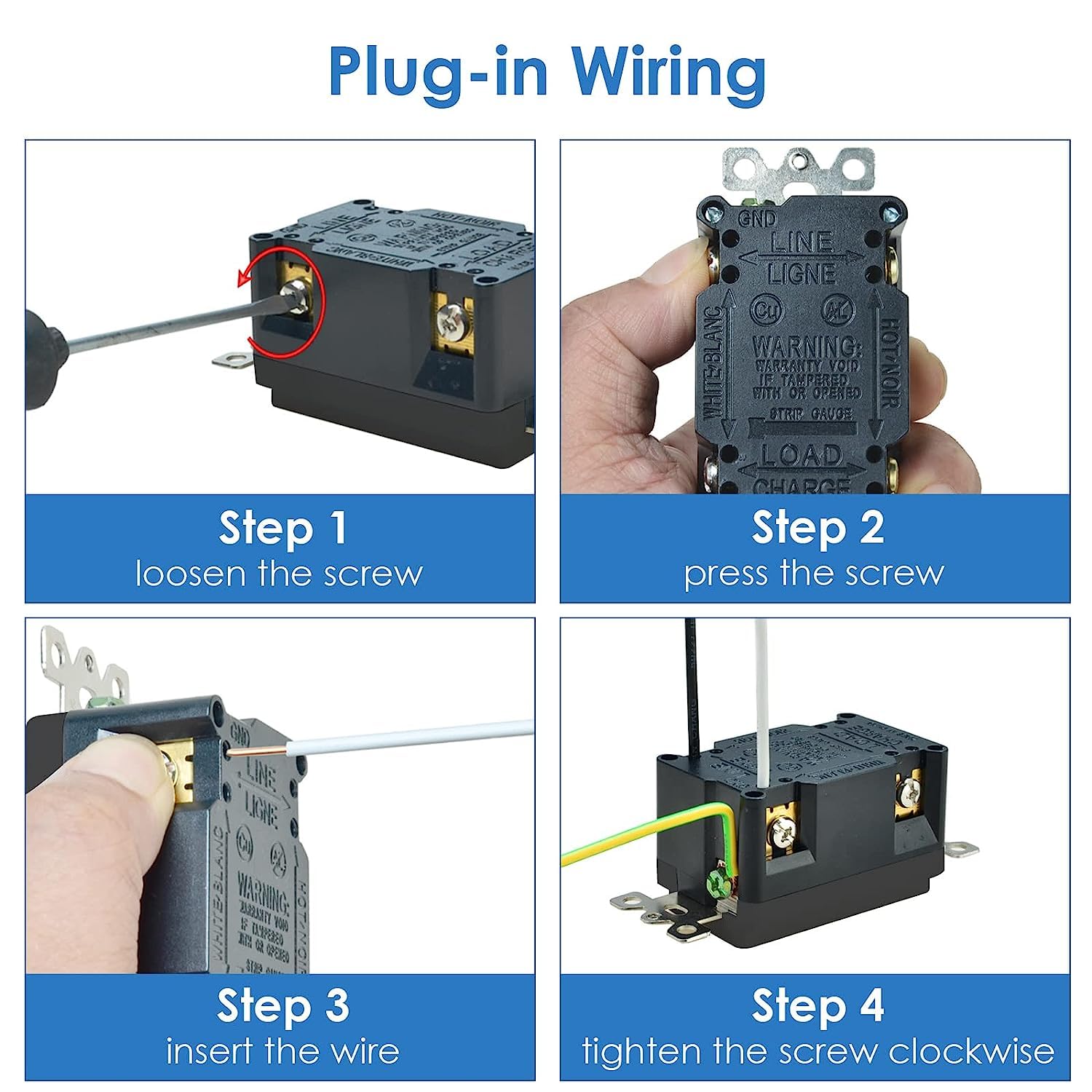GFCI Outlet Weather Resistant Receptacle with LED Indicator, 15 Amp 125 Volt Wallplate and Screws Included ETL Listed, Black GFI 4 Pack,with 1PK Black GFCI Outlet 20 Amp