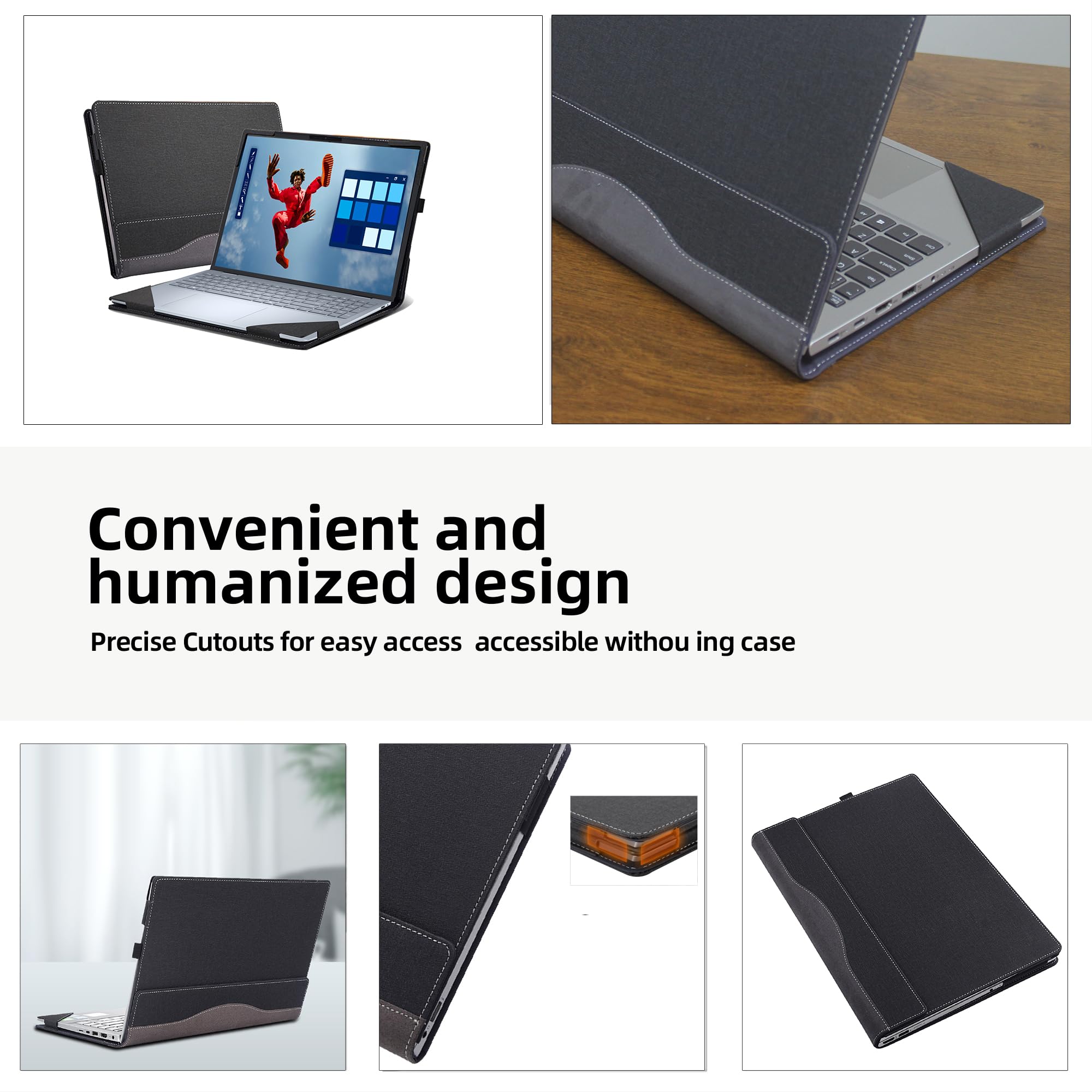 Funda para portátil Dell 16 Plus DB16250 |16 Plus 2 en 1 DB06250 [no otros modelos], funda protectora de piel sintética de 16 pulgadas, carcasa desmontable (gris oscuro)