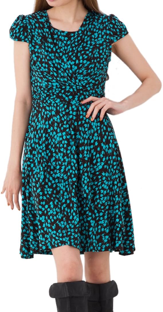 Amazon Co Jp Mサイズ ブルー リボン ジャージーワンピース ミディアム 半袖 大人可愛い ジャージワンピース レディース 上品 大人 服 ファッション小物