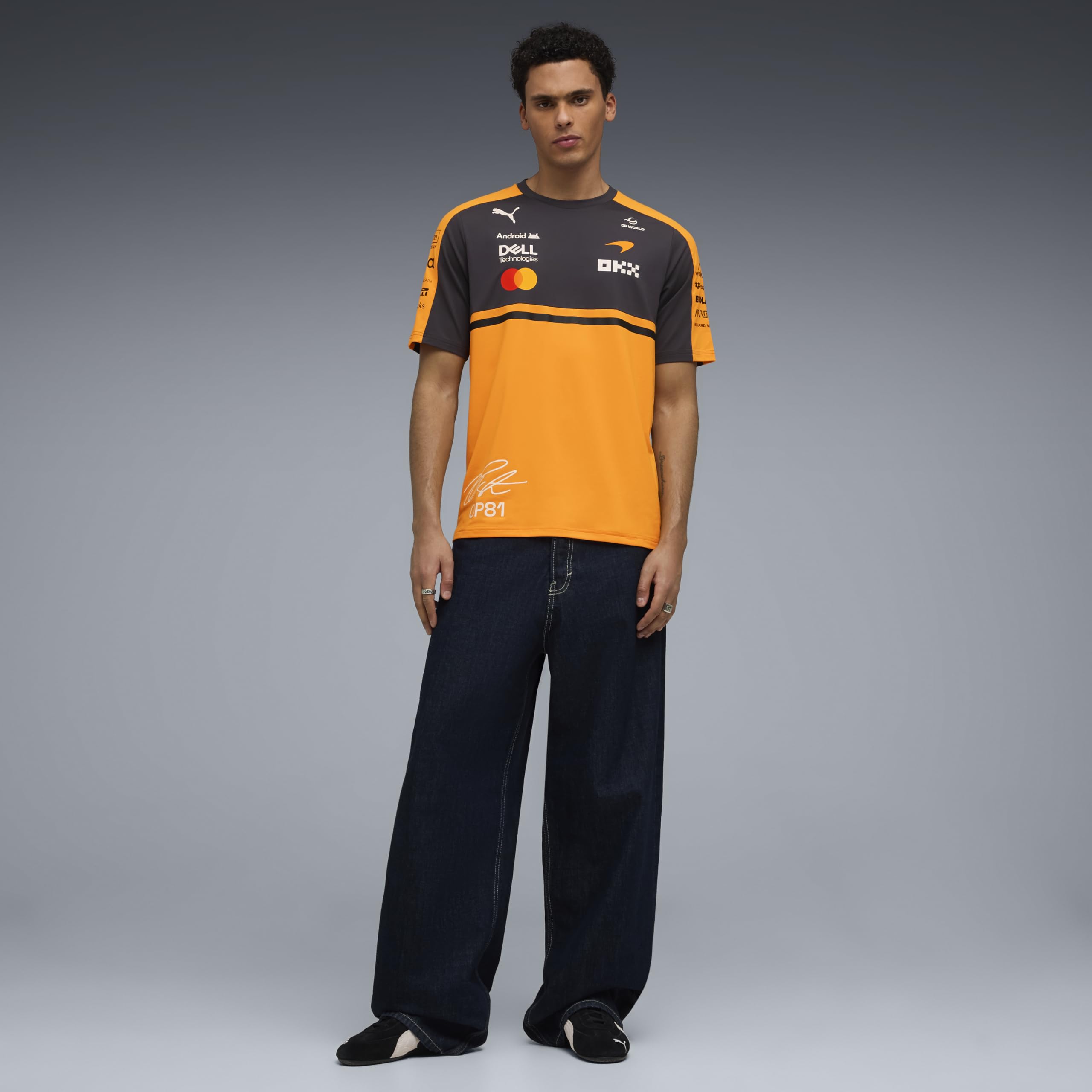 PUMA McLaren F1 2026 Herren Oscar Piastri Fahrer T-Shirt - Orange | Alle neuesten McLaren Formel-1-Team- und Partnerlogos, Kurzärmel mit Rundhalskragen, Offizielle lizenzierte Replica-Sammlung