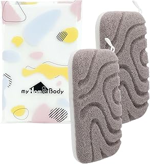 myHomeBody Dual-Texture Shower Sponge Exfoliating Sponge | Bath Sponge for Women| Body Scrubber Body Exfoliator | Body Sponge, Loofah Sponge for Men | Exfoliating Sponge, 2pc