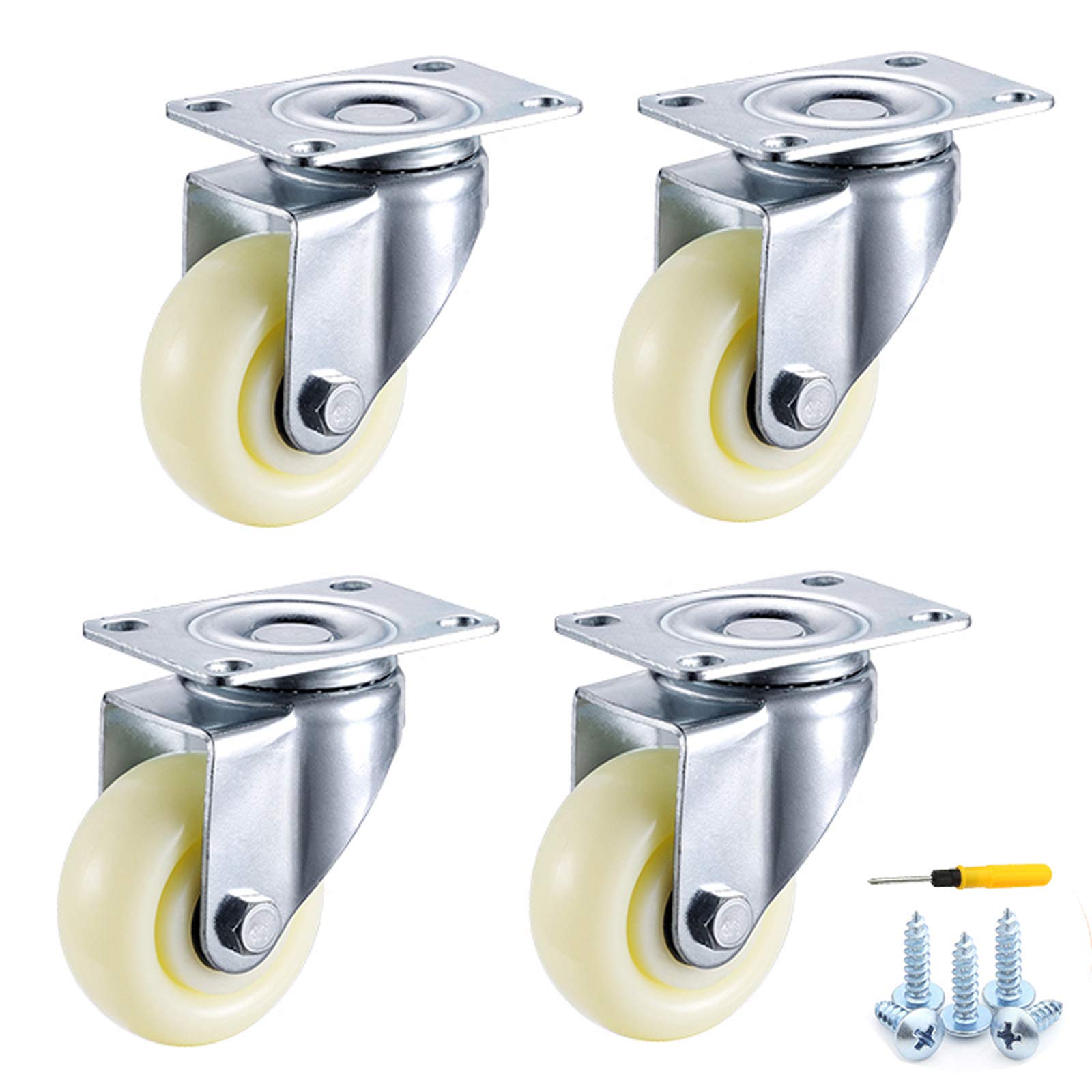Ruote per carichi Pesanti Ruote girevoli Ruote industriali in Nylon Carrello Ruote per mobili Ruote Piatte Doppi Cuscinetti Parti di Ricambio 4 Pezzi (Freno 76 mm) (Universale 76 mm)