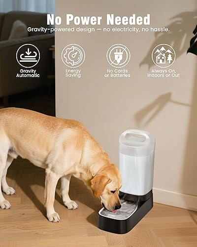 Miniatura 5 de Dispensador automático de agua para perros, alimentador de agua para mascotas de acero inoxidable de 2.4 galones con diseño de mango ergonómico