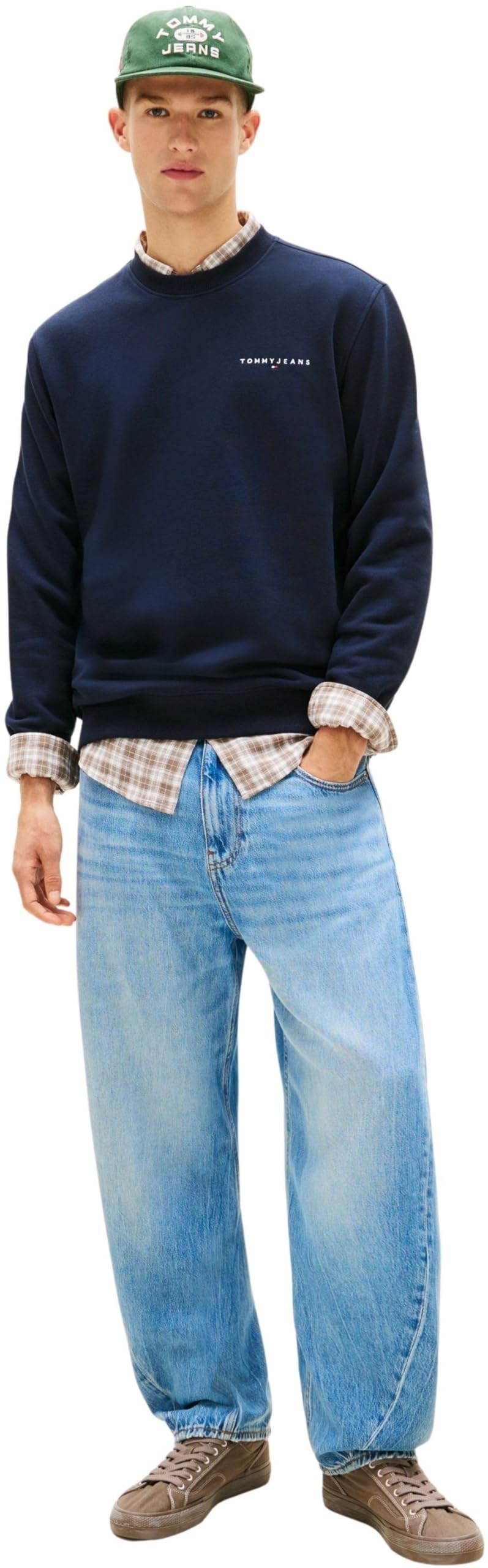 Tommy Jeans Sudadera Hombre Linear con Cuello Redondo