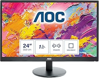 AOC e2470SWH - 24 Inch 60Hz, TN, 5ms FHD Monitor, Speakers, Vesa 100 x 100, 1ms response time (1920 x 1080 @ 60Hz, TN, 5ms, HDMI/VGA/DVI)