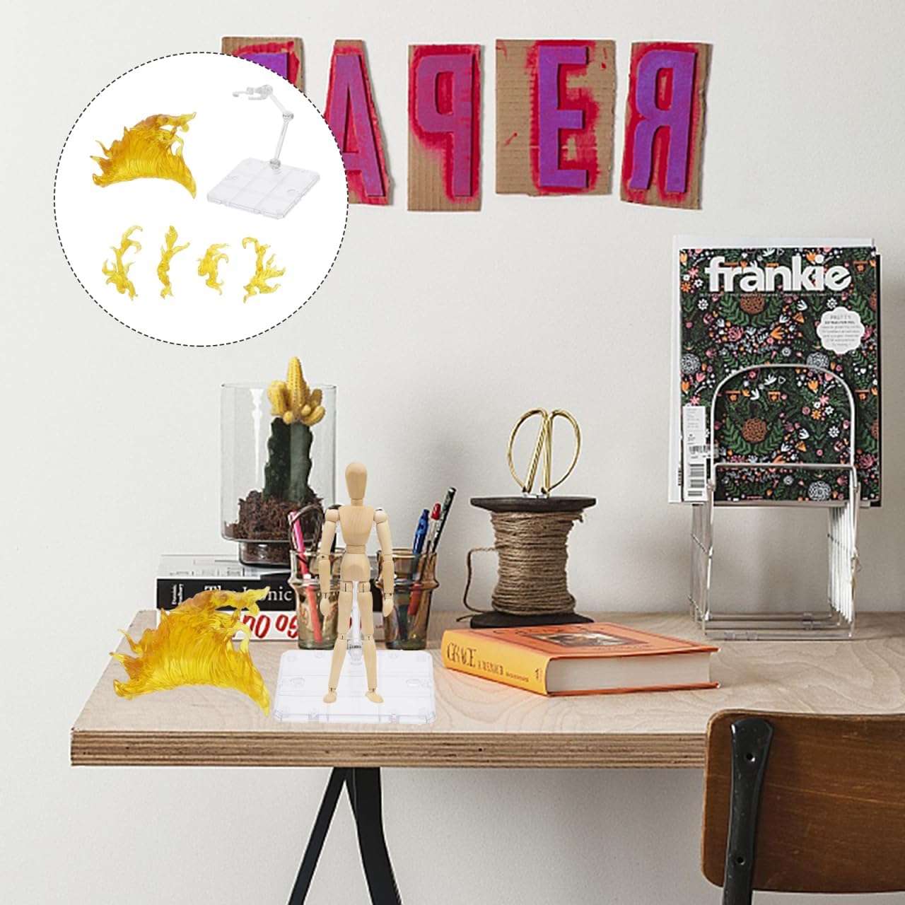 Flame Effect Bracket with 3.93 Inch Action Figure Stand Fire Effects Display Base for Collectible Toy Models and Figure Display