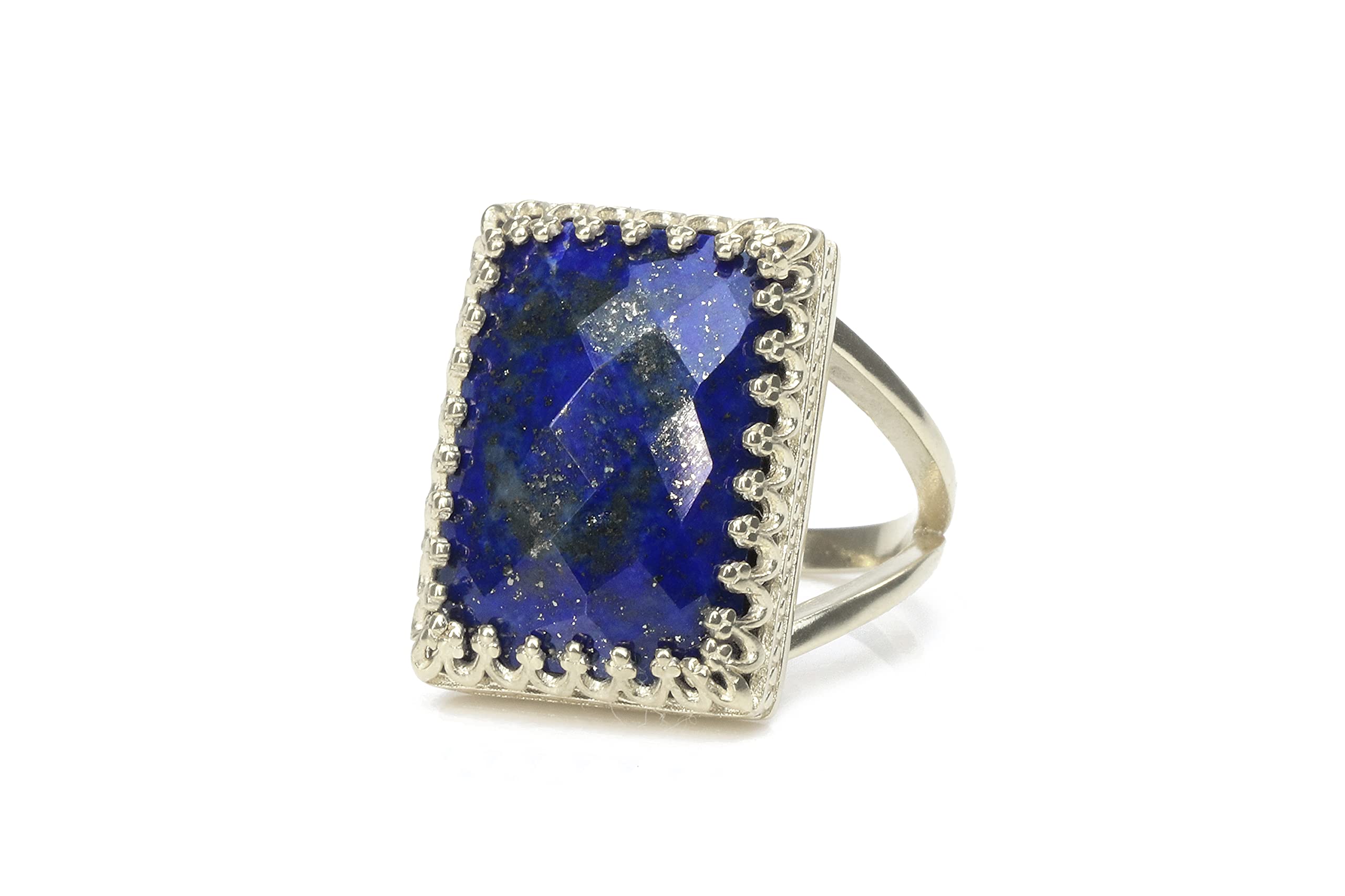 Bague Lapis Lazuli rectangle en argent 925 de style Anemone Bijoux - 8