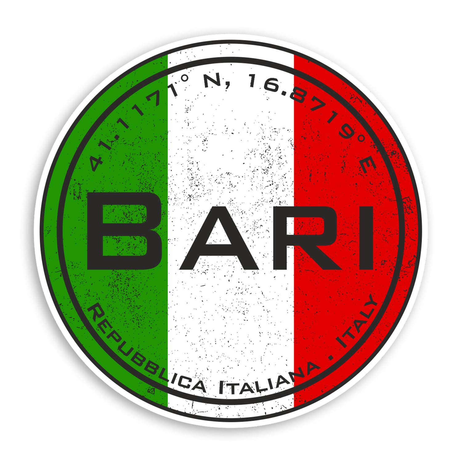 Destination Vinyl Ltd Multi 2 X 10Cm Bari Italy Vinyl Stickers - Italian Flag Travel Sticker Luggage #20578 (10Cm Wide)