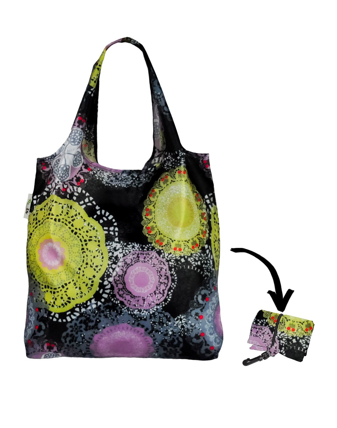 Re-Uz Lifestyle Shopper Foldable Reusable Shopping Grocery Bag - Doily Black