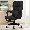 ELFORDSON Executive Office Chair for Home Office, Ergonomic PC Gaming Chair with Footrest Lumbar Support Armrests, Comfy High Back 150° Reclining Computer Chairs, 180KG Loads, Fabric Linen, Grey