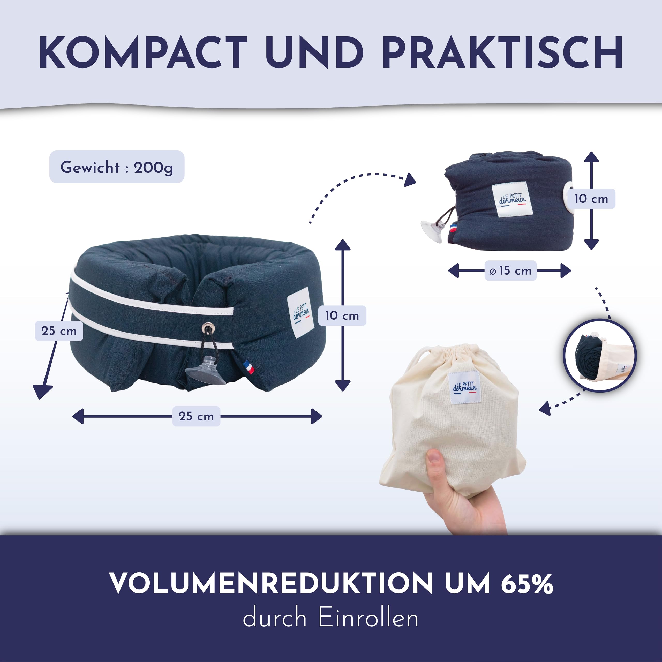 Nackenkissen Flugzeug – Ergonomisches 3-in-1 Nackenhörnchen & Flugzeug Kissen – Ultra Bequemes Reisekissen – Praktisch & Kompakt – Maschinenwaschbar