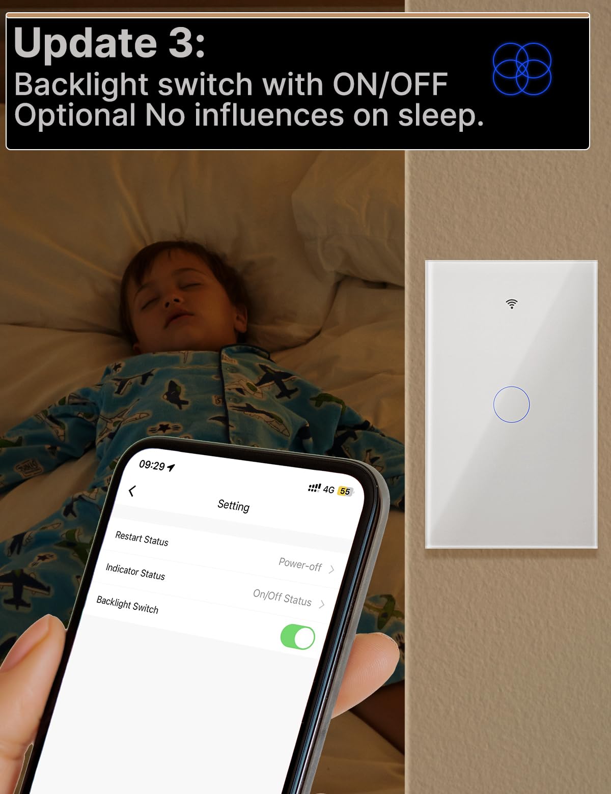 MOES Matter Smart Touch - Interruptor de pared con panel de vidrio, interruptor de pared Wi-Fi, necesita cable neutro, un solo polo, 2.4 GHz, temporizador y horario, control remoto y de voz con Alexa