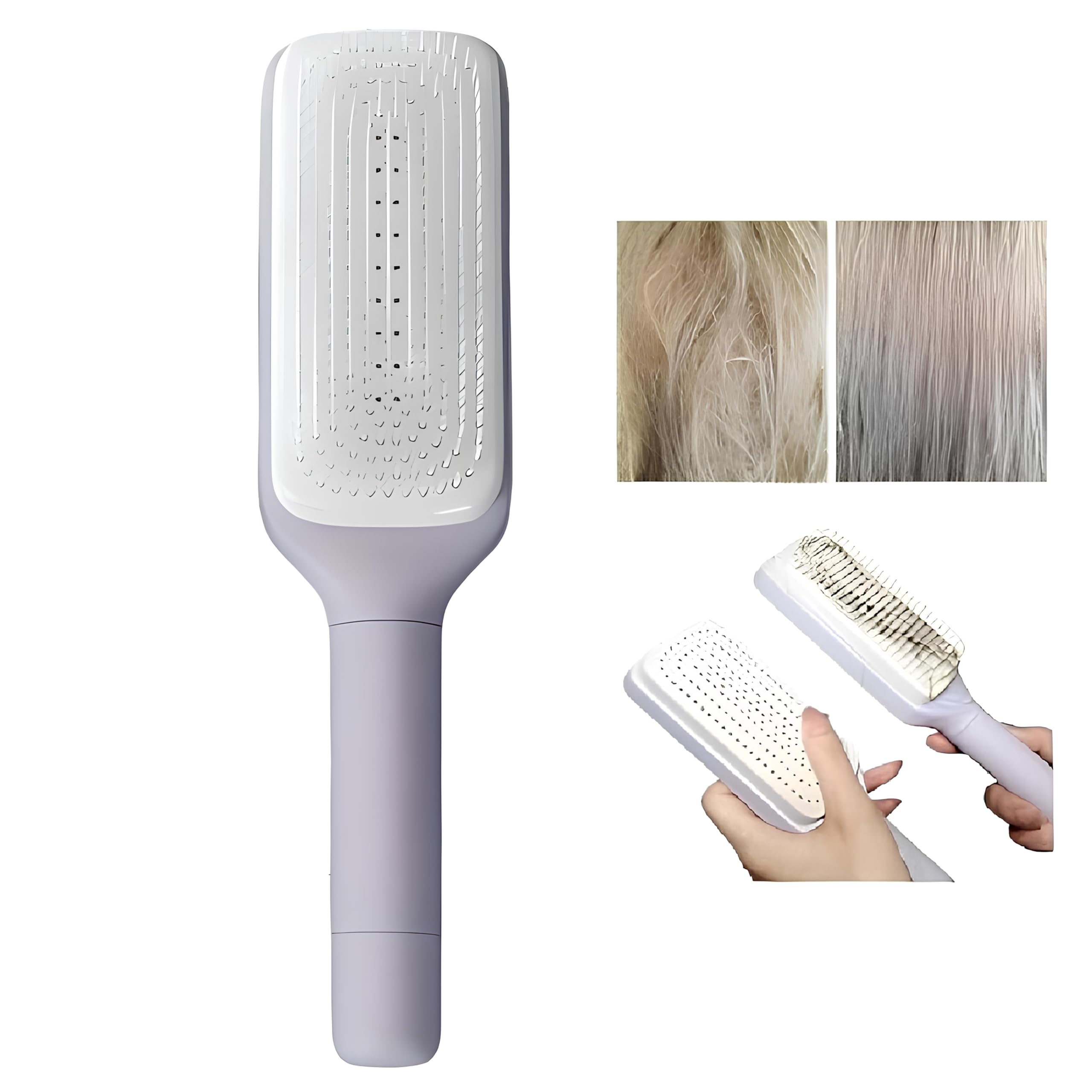 Retractable Hair Brush with Self-Cleaning Bristles – 4-in-1 Anti-Static Comb with Ergonomic Handle | Detangles Wet & Dry Hair, Gentle Scalp Massage, Easy to Clean | Hair Brush for Women & Men-image-40