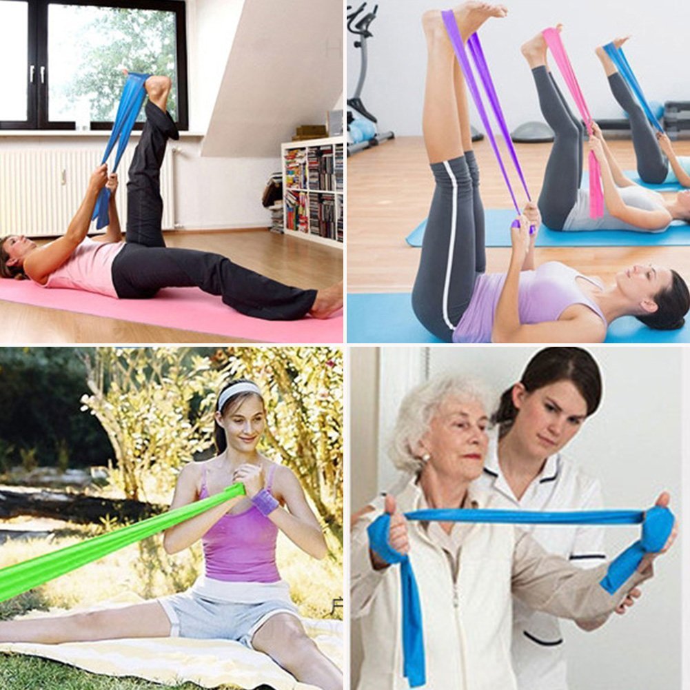 ParaCity - Fasce elastiche di resistenza in gomma da 149,9 cm, per yoga e pilates, fascia piatta per mantenersi in forma