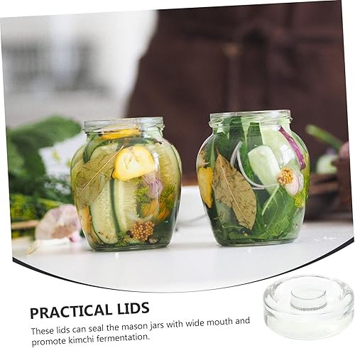 Miniatura 9 de 3pcs Mason Jar Stone Pressing Food Containers Wine Fermentating Vegetales Sellado Tapas de boca ancha Mason Jar Tapas Suministros de conservas