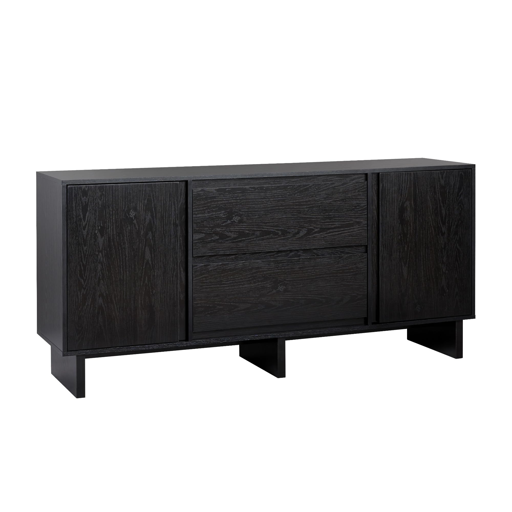 Walker Edison Modern Beveled 2-Door, 2-Drawer Sideboard, 63 Inch, Black