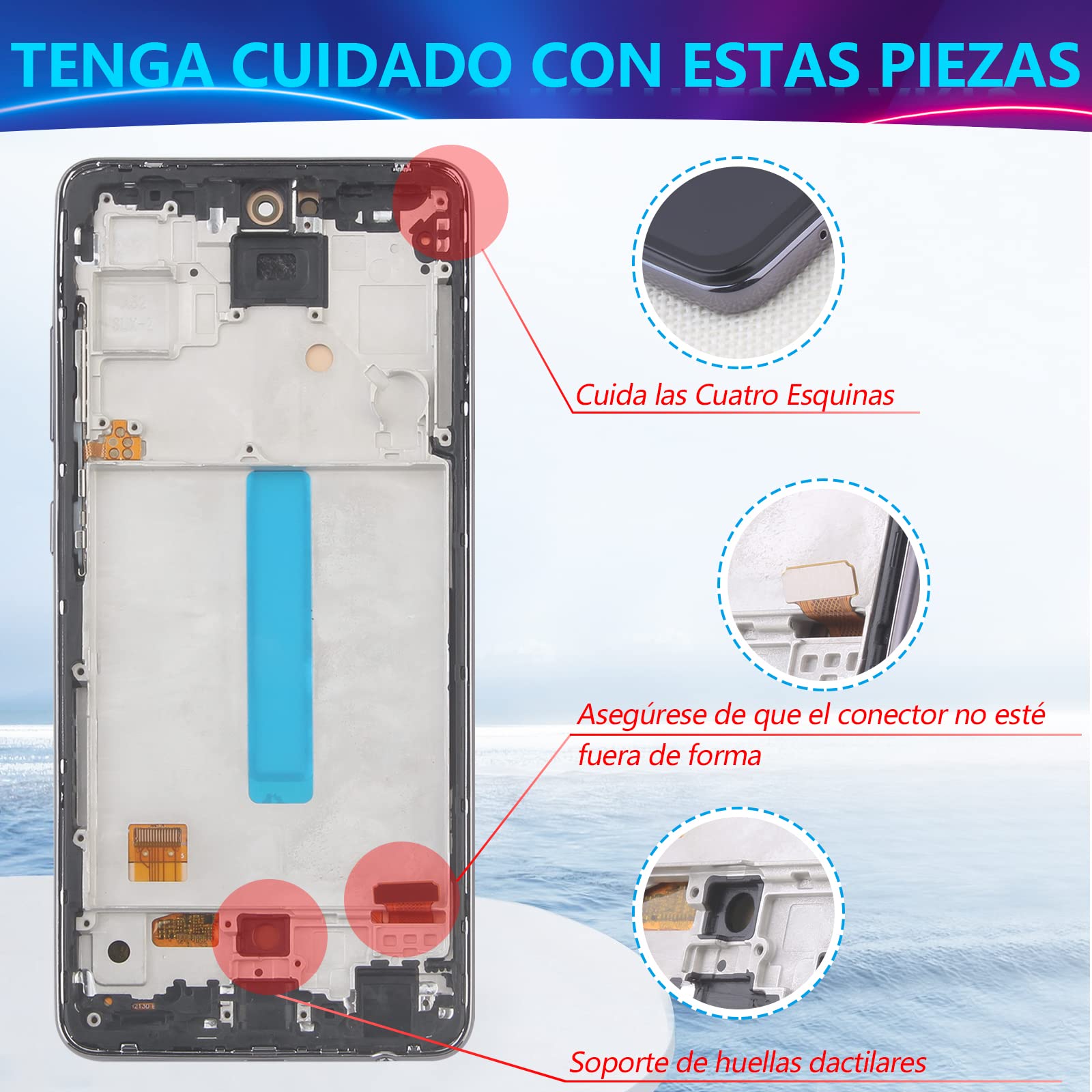RongZy AMOLED Pantalla para Samsung Galaxy A52 5G A526B/A526U/A52s 5G A528B Pantalla Táctil LCD Kit de Pantalla de Repuesto Ensamblaje Digitalizador de Reemplazo con Herramientas(con Huella Digital)