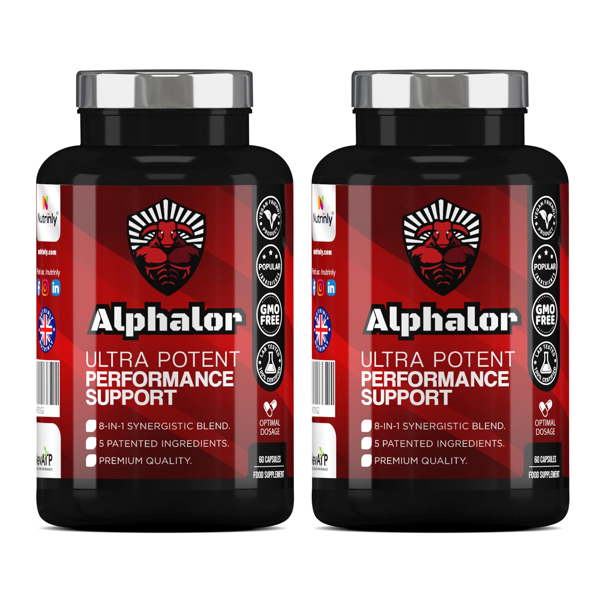 Alphalor Performance Support | Powerhouse Formula | High Strength Tribulus Terrestris Extract, Ashwagandha KSM-66, PrimaVie Shilajit, EuryGold, elevATP & More, 30 Servings -Pack of 2