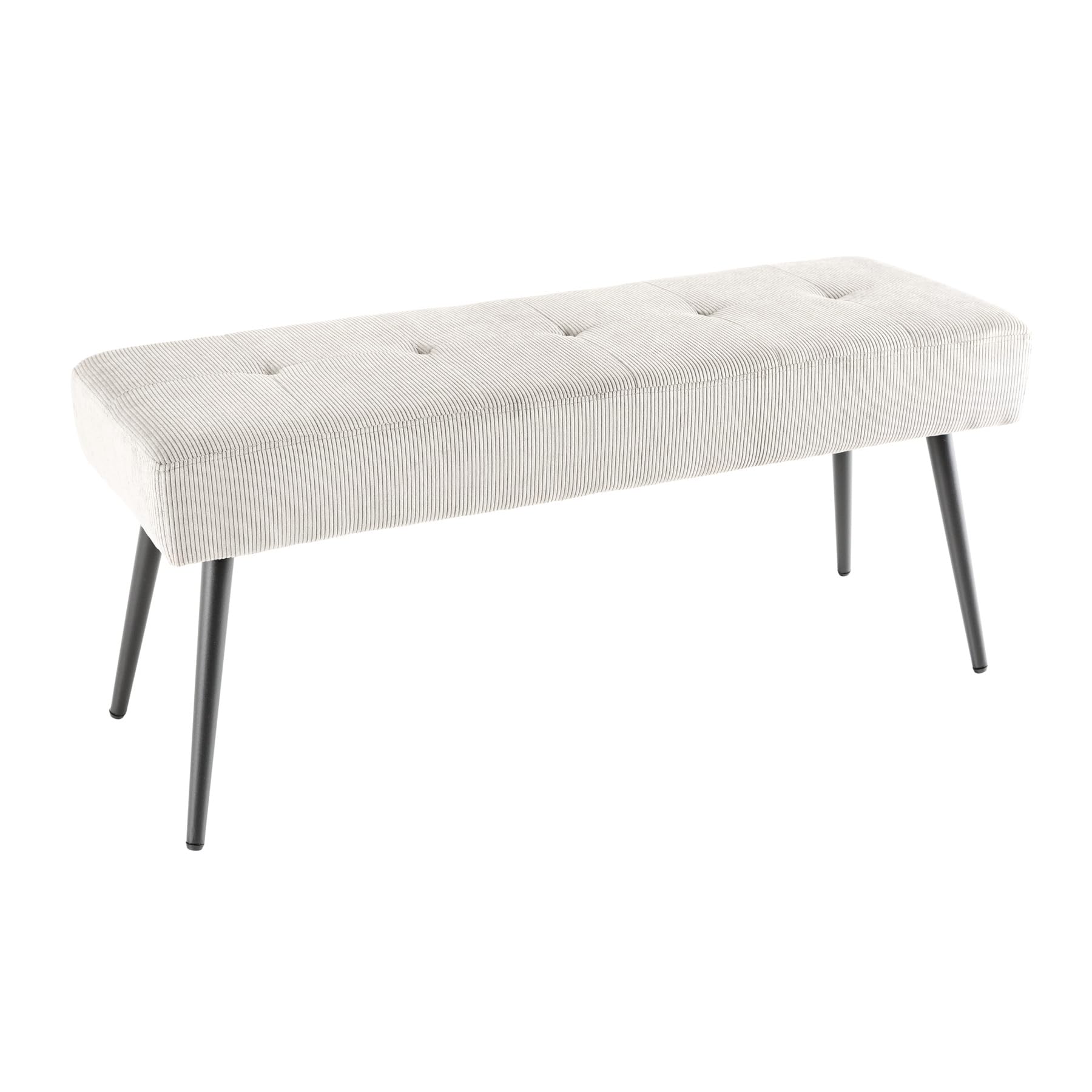 Riess Ambiente Sitzbank BOUTIQUE 100cm beige – Polsterbank aus Cord mit schwarzen Metallbeinen