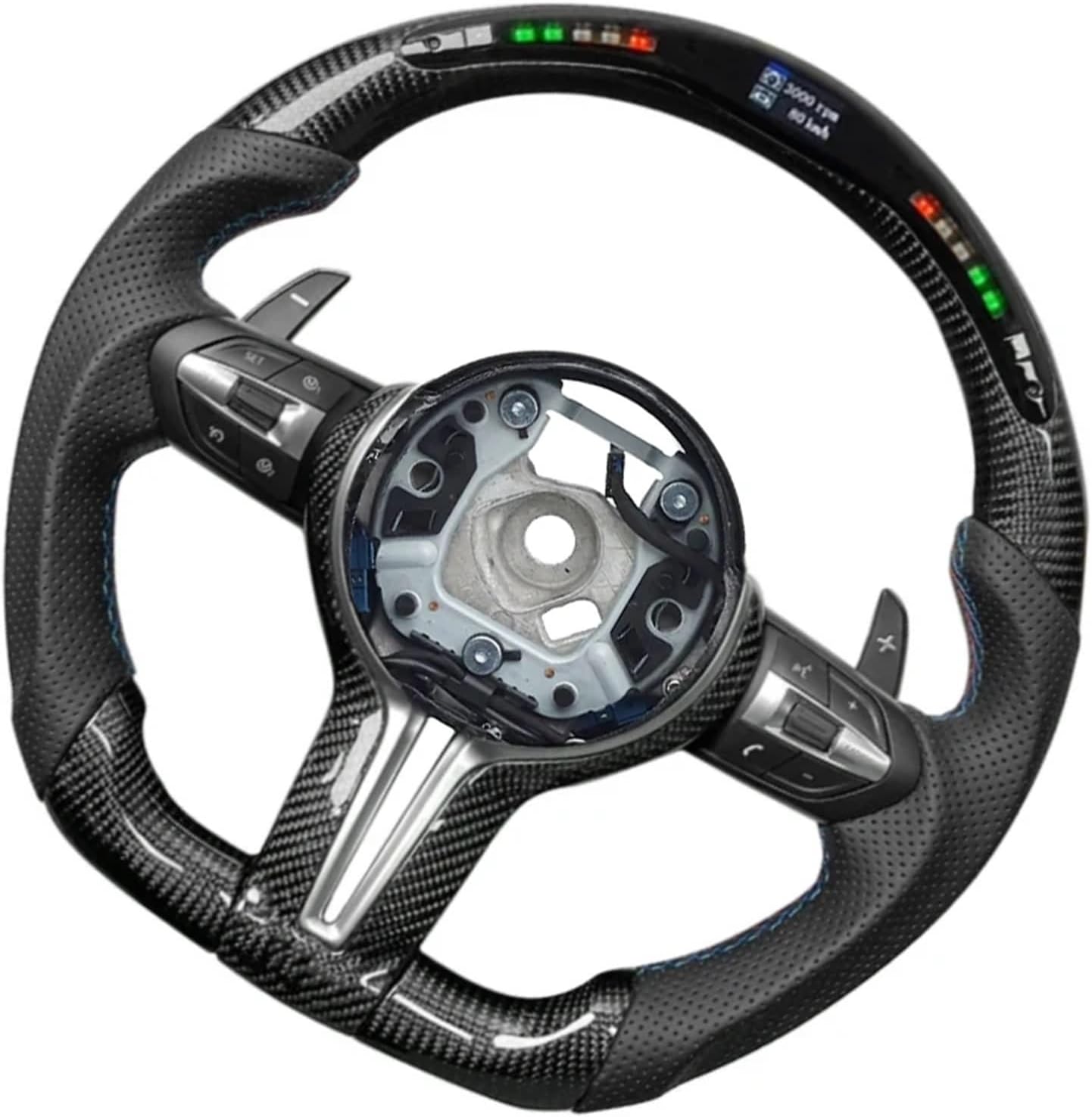 Carbon Fiber LED Car Steering Wheel For BMW M3 M4 M5 M6 F01 F02 F06 F07 F10 F11 F12 F13 F30 F32 F80 F82 E90 E60 Accessories(Style 02-E90)