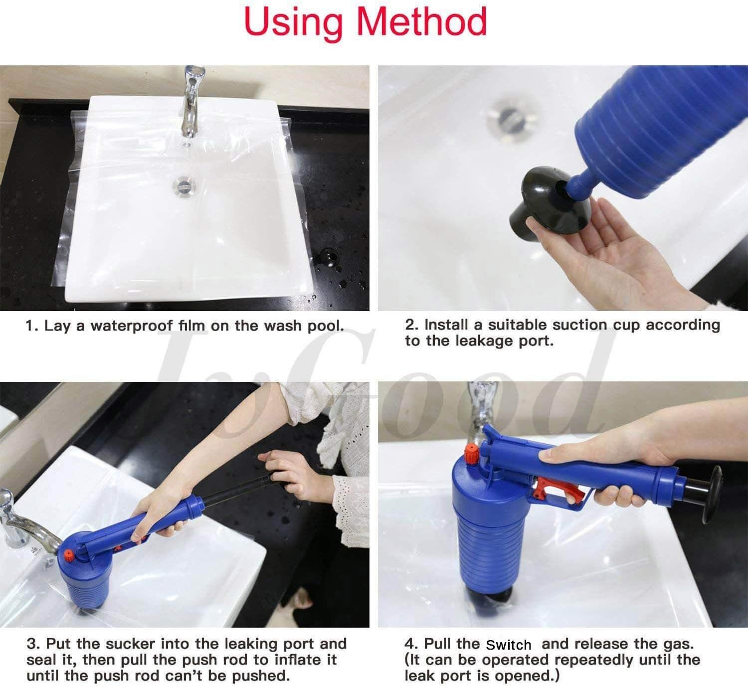 Drain Clog Remover, Toilet Plunger, Drain Clog Remover, Multi-function High Pressure Plunger Opener Pump for Toilets, Bathroom, Shower, Sink, Floor Drain, Bathtub, Kitchen Clogged Pipe
