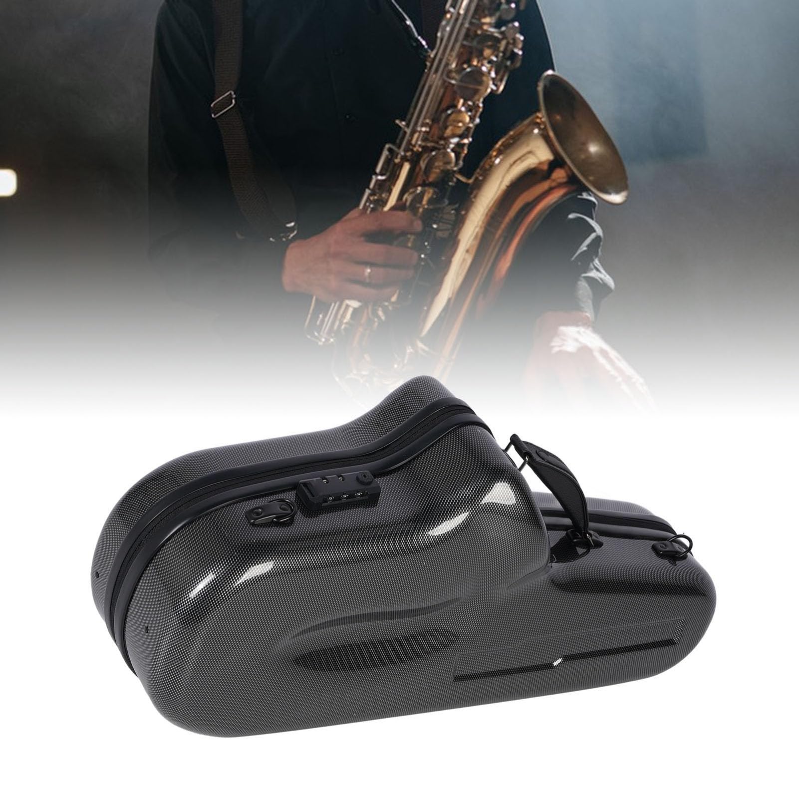 EB Alto -Saxophon -Gehäuse, Plüsch -Innenraum -tragbares Saxophon Harttransporter mit Kombination, Abnehmbarer Schultergurt, Leichtes Gehäuse für Musikinstrumente