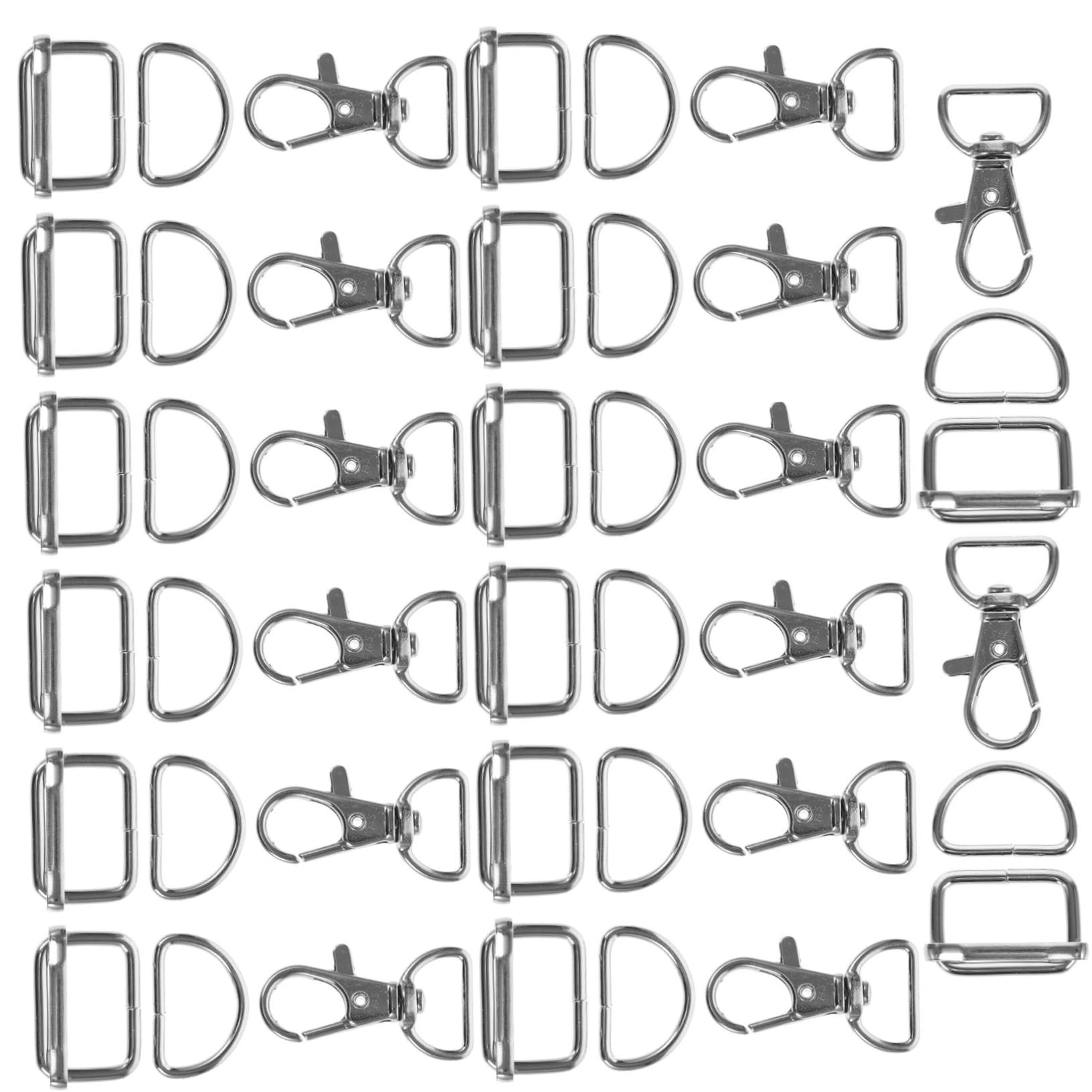 NUOBESTY 50 Pcs juego llavero hebillas para bolsos hecho a mano hardware cartera hebilla anillos en d hebilla caja Metal bolsas combinación Componente broche langosta