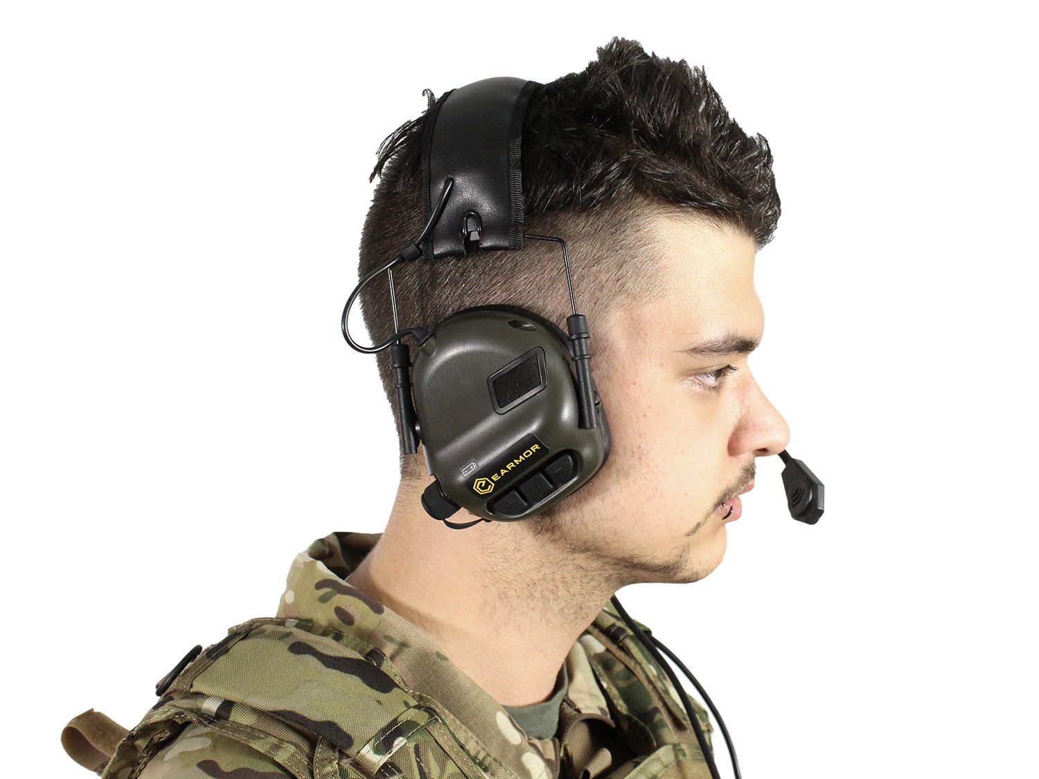 Earmor Casque universel à arceau M32 avec isolation acoustique NRR 22, entièrement réglable - Olive [M32-FG]