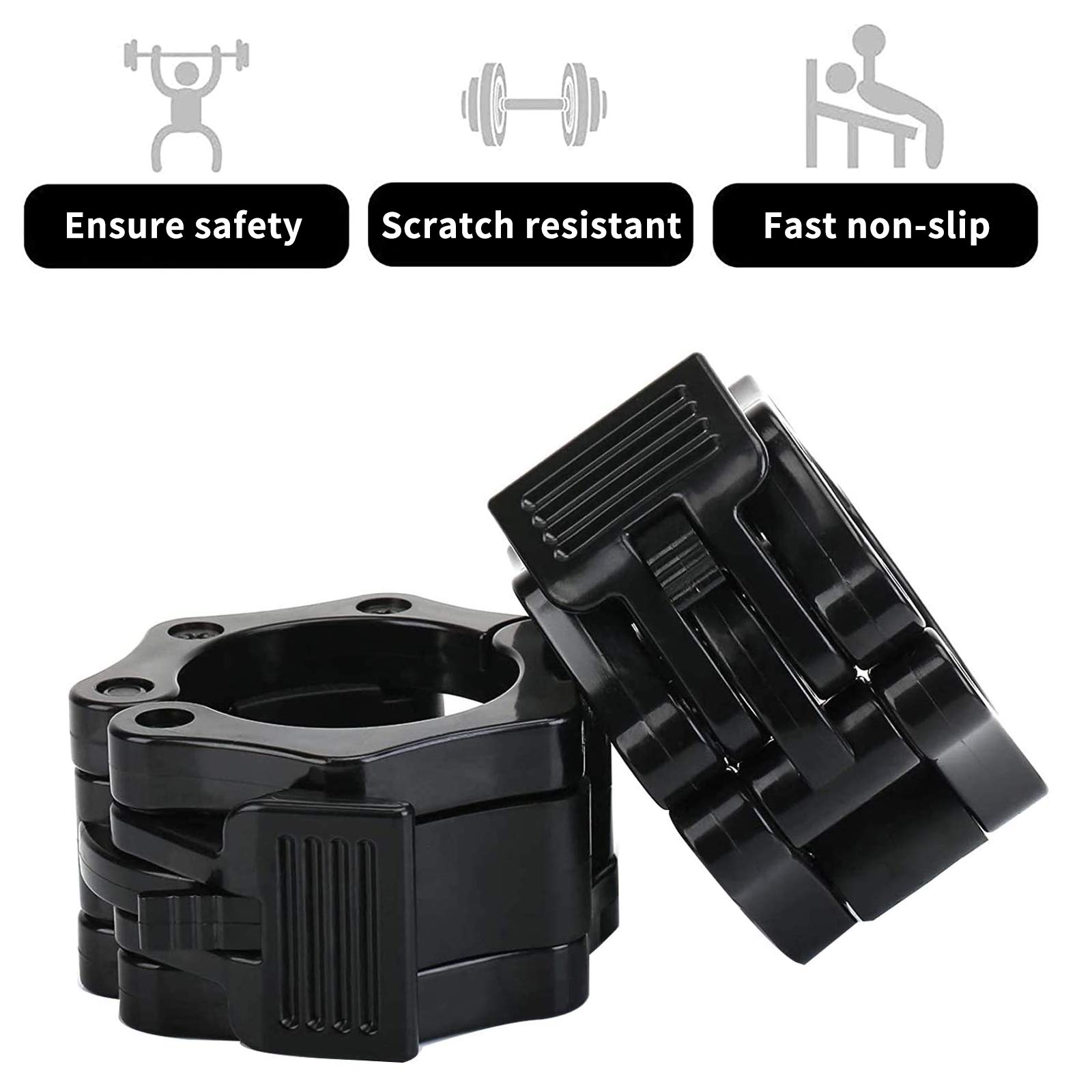 2 Morsetti Per Bilanciere 5cm - Antiscivolo, Rilascio Rapido Per Palestra