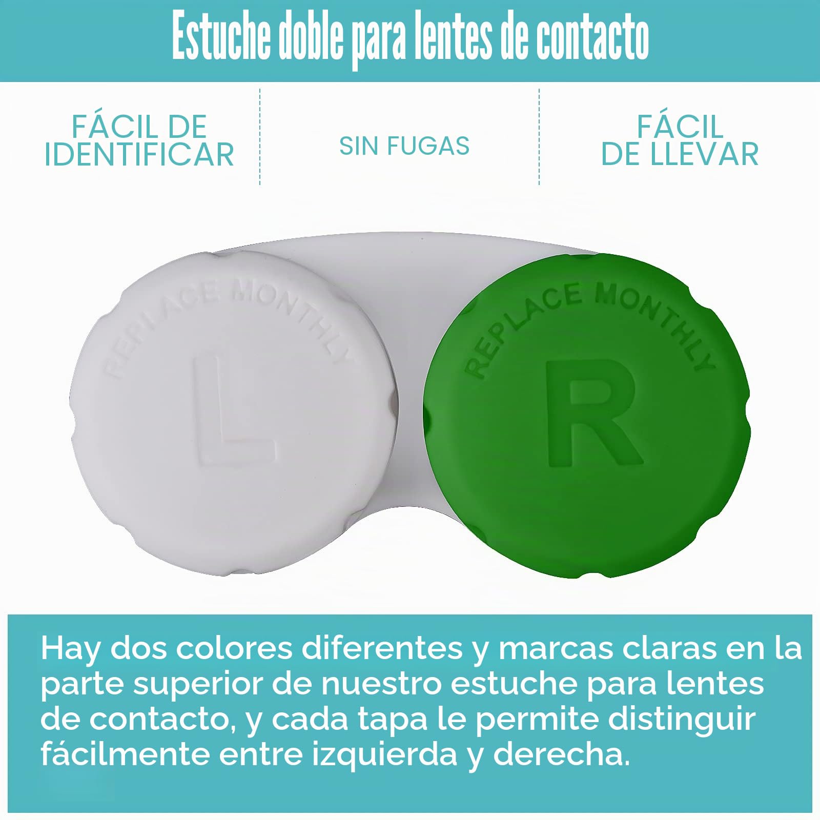 Funda para lentes de contacto, kit de inmersión, empaque a prueba de fugas, adecuado para exteriores con tapa de rosca, 12 colores, Viajes