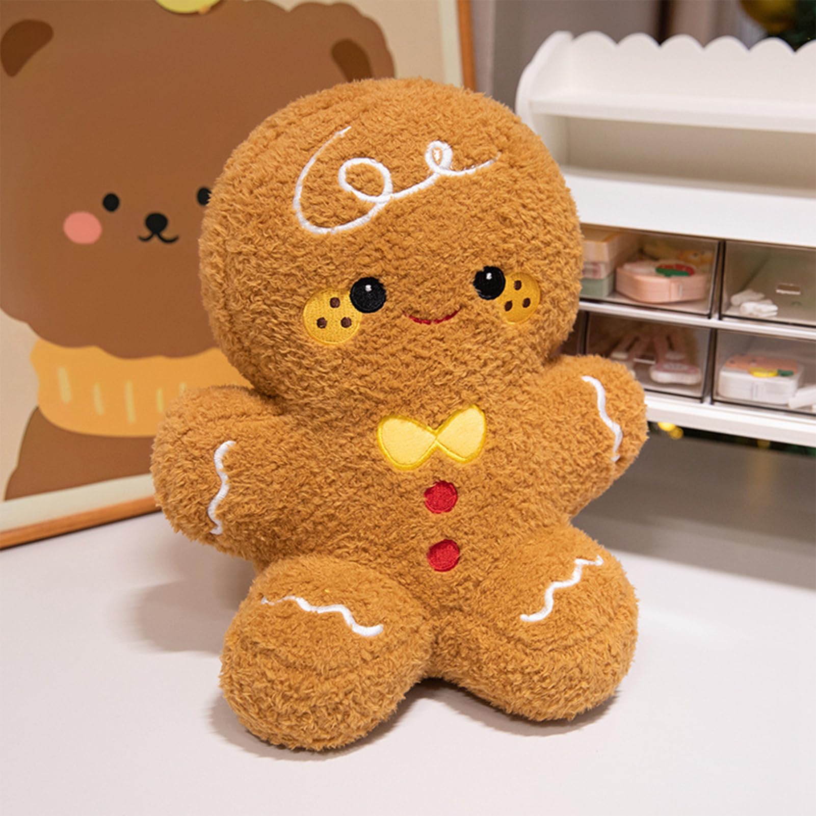 Gingerbread Man Pluszak | Świąteczna Miękka Zabawka Pluszowa | Poduszka Do Spania I Przytulania Dla Dzieci Dziewczynek Dorosłych