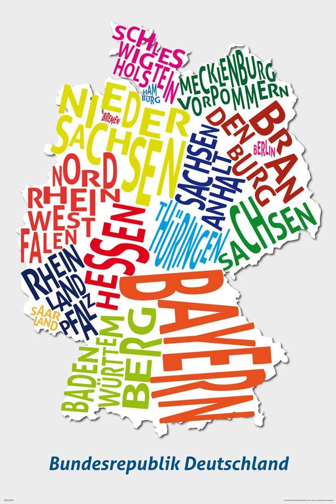 Poster Mappa Politica Germania 61x91.5 Cm - Carta Decorativa Con Accessori Multicolore - Foto 6