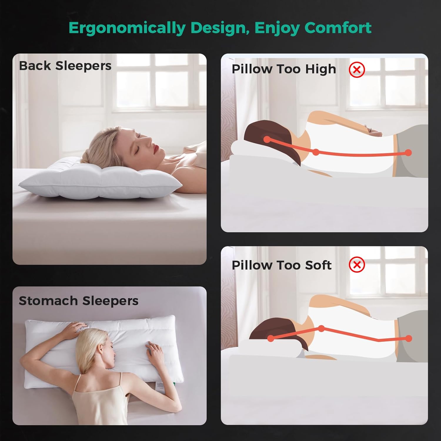 Three Geese Luxury Flat Thin Goose Feather Down Pillows Standard Size, 2.5" Height, 100% Cotton Cover, Medium Firm Hotel Collection Ultra Slim Thin Bed Pillows, Machine Washable, 18 x 26 Inches - Image 5