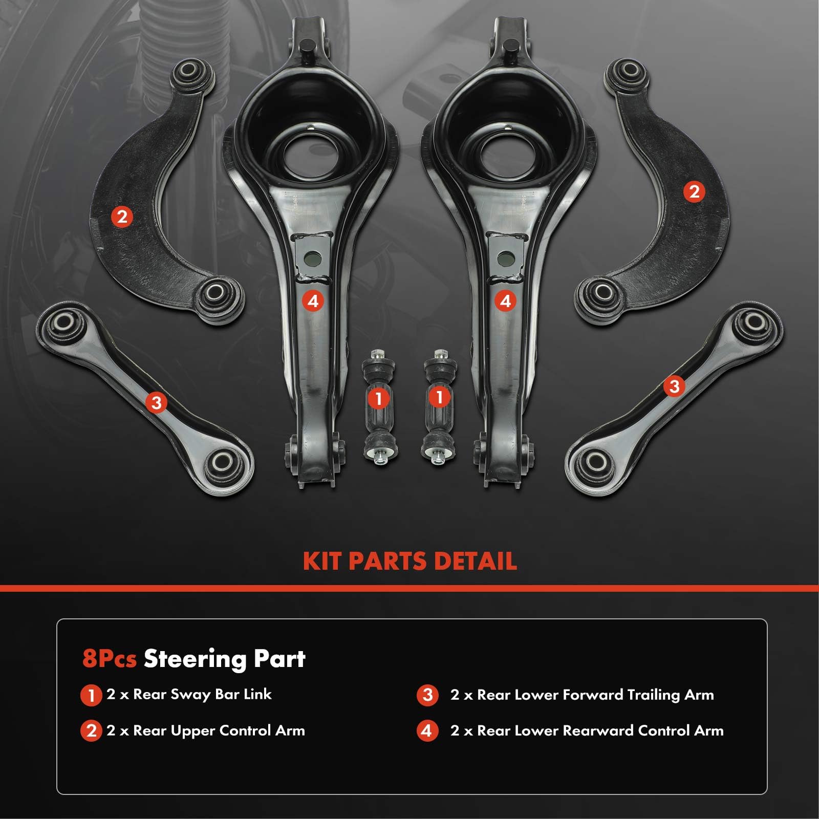 Amazon.com: A-Premium 8Pcs Rear Suspension Kit, Rear Upper