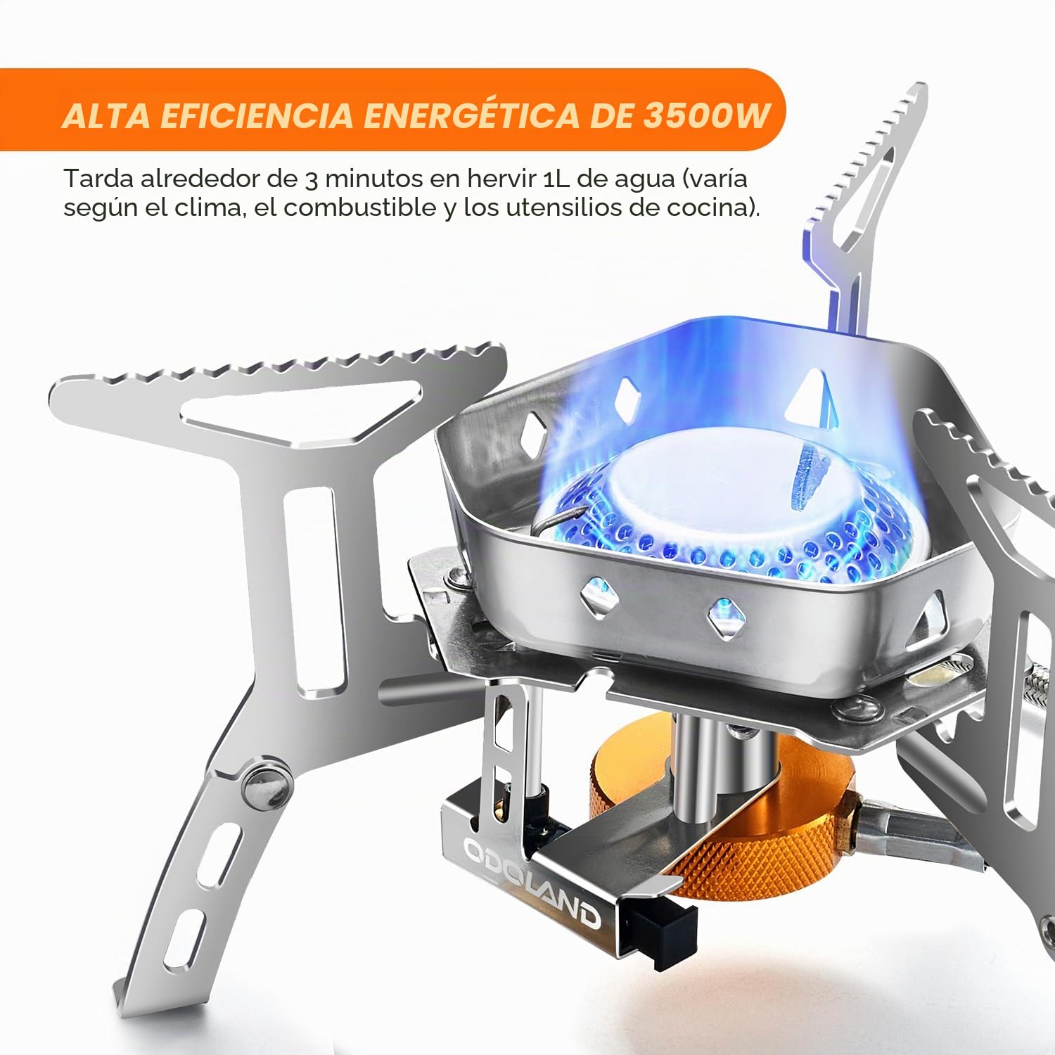 Odoland Hornillos Portátiles de Camping con Parabrisas Plegable, Mini Estufa Plegable de Acero con Encendido Piezoeléctrico, Hornillos de Gas Ultraligera para Camping Picnic Mochilero Senderismo