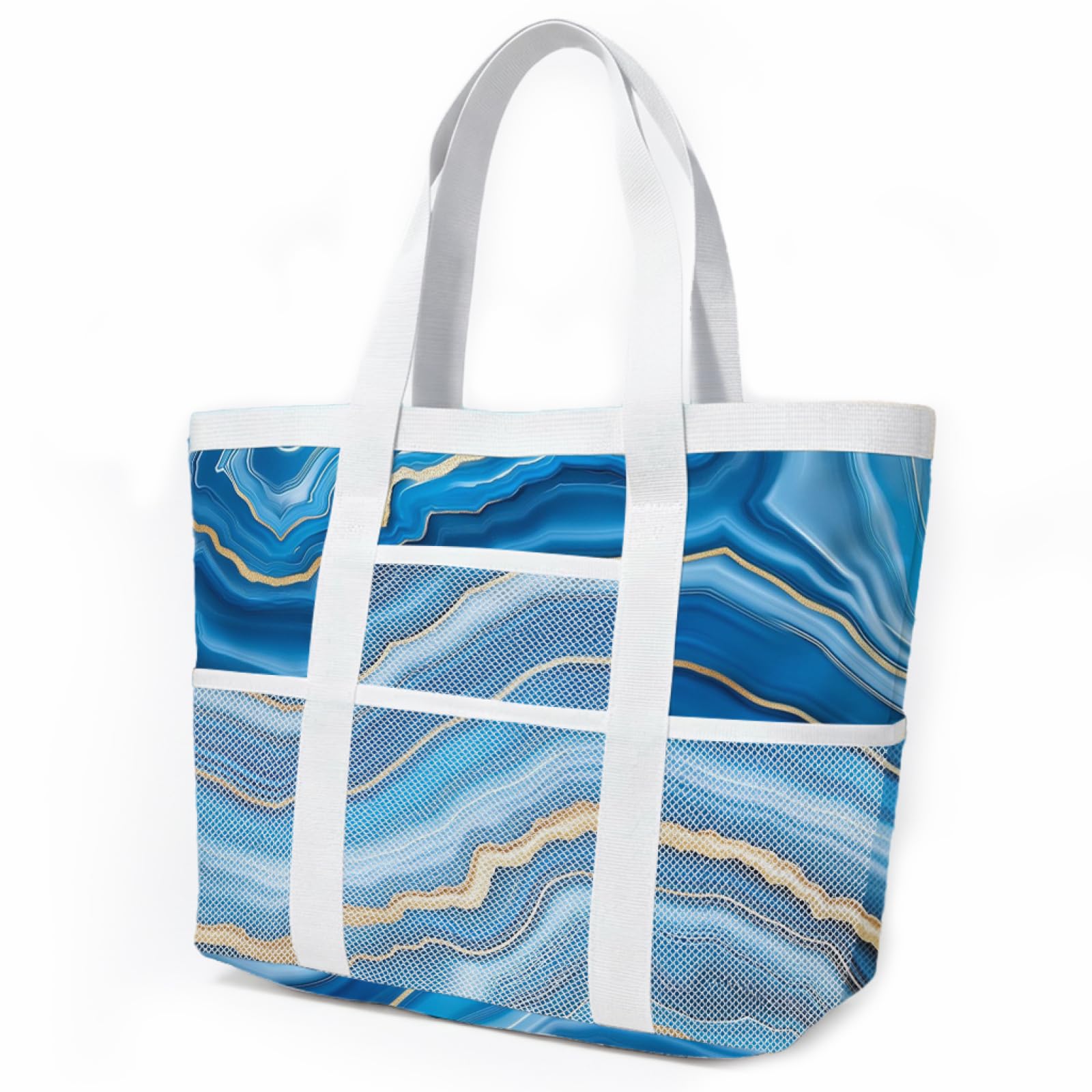Strandtasche Strandtasche mit Reißverschluss Handtaschen Beach Bag Handbag Faltbar Einkaufstasche Sandschutz Strandtaschen Badetasche Strand Tasche Pool Bag