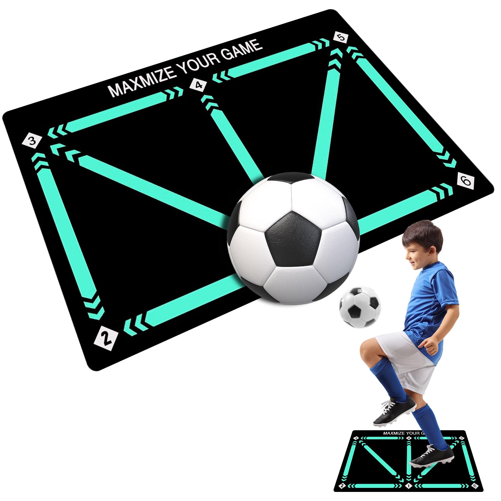 POFIBO Alfombra Entrenamiento Futbol - Alfombra Futbol Entrenamiento 60 X 90 cm, Esterilla de Entrenamiento con Amortiguación Antideslizante, Kit Entrenamiento Futbol