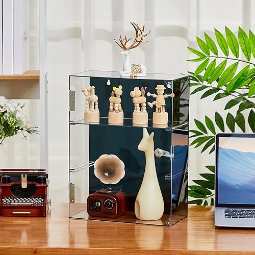 Vista 60 de Barydat Vitrina de acrílico con llave de bloqueo, vitrina transparente, vitrina, caja de almacenamiento segura multifuncional para tienda minorista