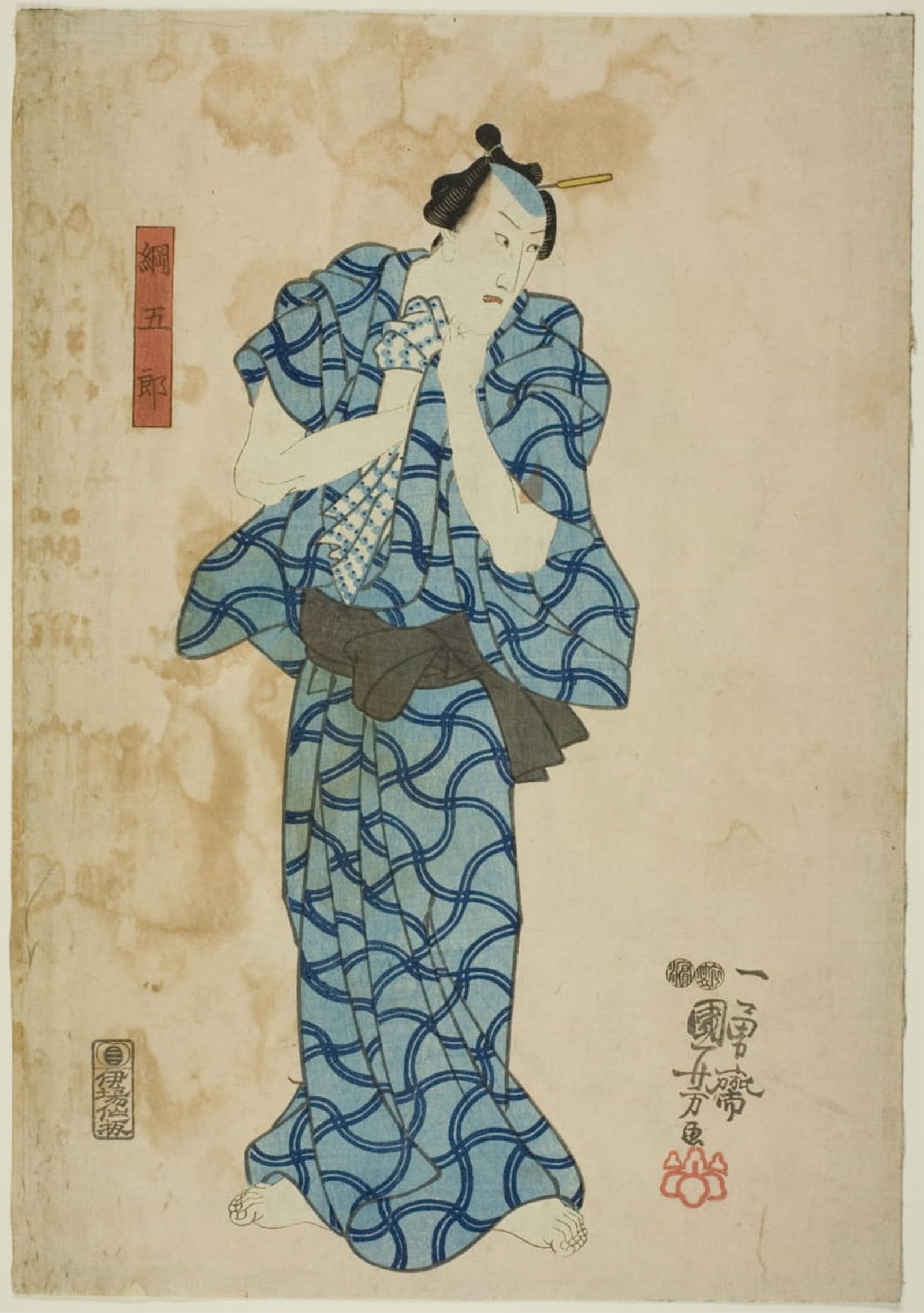 POSTERIIk Famous Animal Posters Vintage Picture the Actor Ichikawa Danjuro Viii As Tsunagoro by Utagawa Kuniyoshi Modern Wall Decor for Home Decor 60x90cm